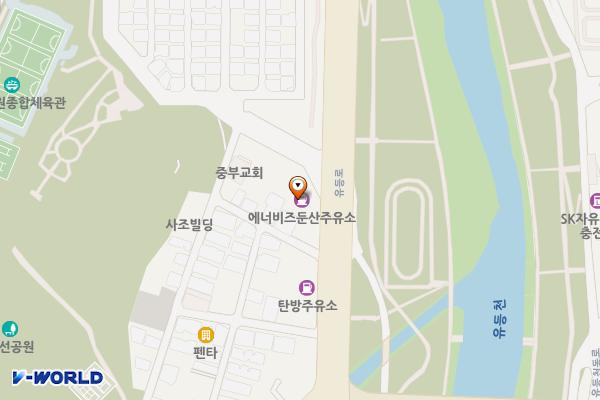 에너비즈 둔산주유소 위치 지도 — 대전광역시 서구 유등로 667 (탄방동)