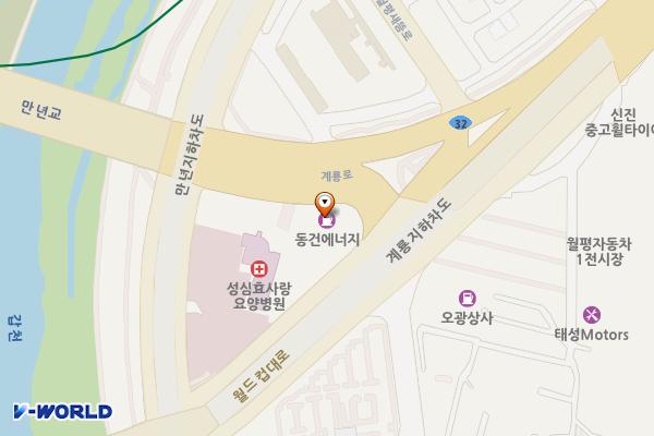 만년교셀프주유소 위치 지도 — 대전광역시 서구 계룡로 202, SK네트워스(주)SK만년교주유소 (월평동)