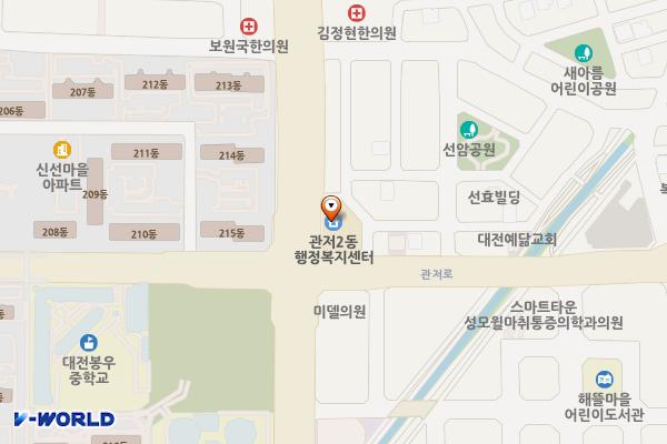 관저2동행정복지센터 위치 지도 — 대전광역시 서구 관저중로 82