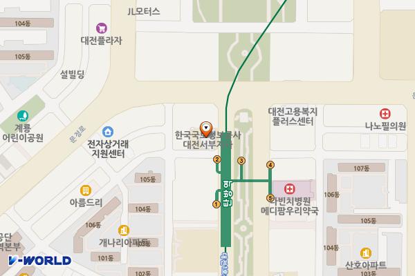 한국국토정보공사 위치 지도 — 대전광역시 서구 문정로48번길 12