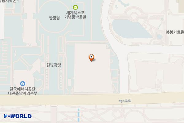대전컨벤션센터 제2전시장 위치 지도 — 대전광역시 유성구 엑스포로 87 (도룡동)