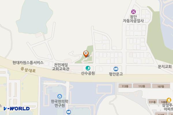산수어린이공원 위치 지도 — 대전광역시 유성구 유성대로1665번길 8-25 (전민동)