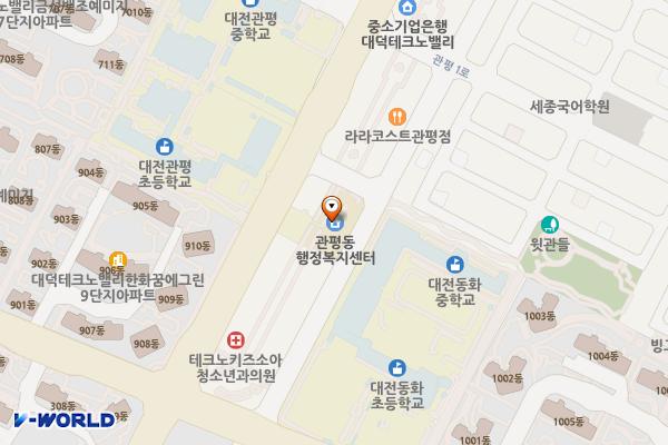 관평동 행정복지센터 3층 위치 지도 — 대전광역시 유성구 관평2로 42 (관평동)