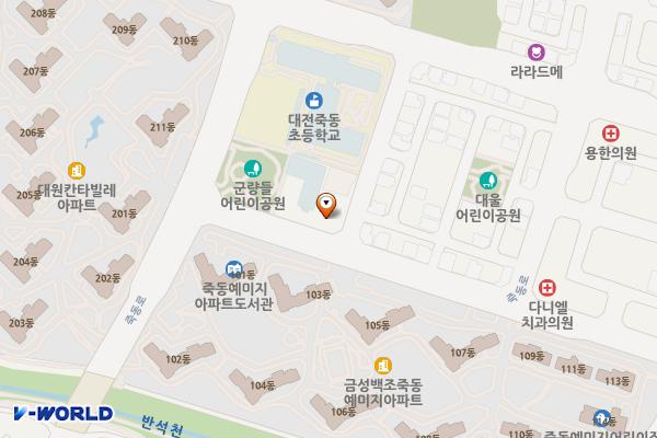 유성구 행복누리재단 죽동문화센터 4층 위치 지도 — 대전광역시 유성구 죽동로 322 (죽동)