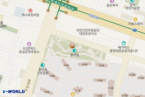 용반들근린공원 위치 지도 — 대전광역시 유성구 봉명동 1025-1