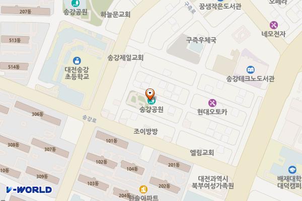 송강어린이공원 위치 지도 — 대전광역시 유성구 구즉로48번길 1 (송강동)