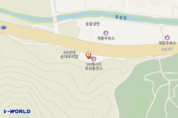 SK가스유성충전소 위치 지도 — 대전광역시 유성구 현충원로 168 (갑동)
