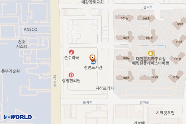 전민복합문화센터5층 위치 지도 — 대전광역시 유성구 문지로299번길 18