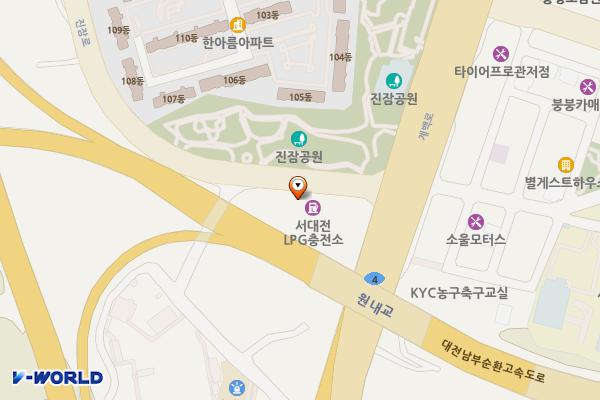 서대전충전소 위치 지도 — 대전광역시 유성구 진잠로 9 (원내동)
