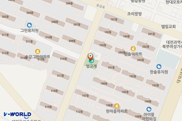 엉고개어린이공원 위치 지도 — 대전광역시 유성구 구즉로 26 (송강동)