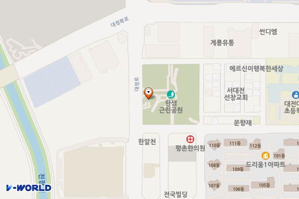 한샘근린공원 위치 지도 — 대전광역시 유성구 대정로 34 (대정동)