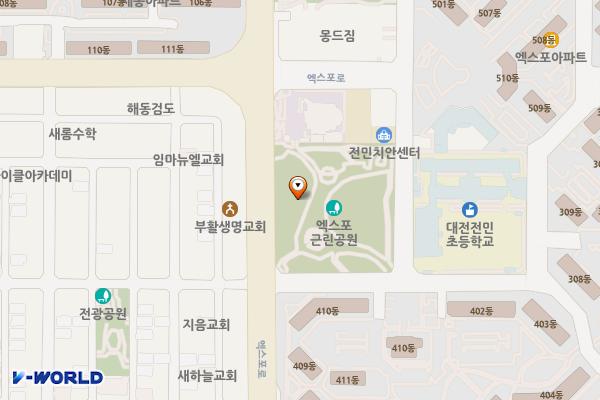엑스포근린공원 위치 지도 — 대전광역시 유성구 엑스포로 476 (전민동)