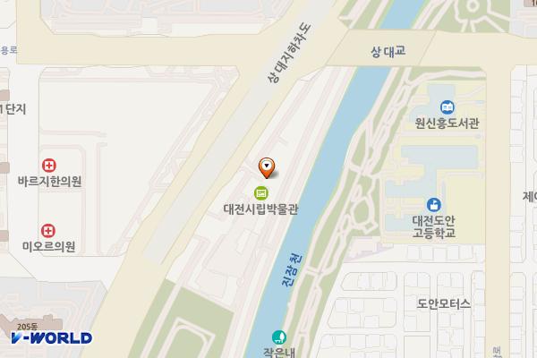 대전광역시 시립박물관 3층 위치 지도 — 대전광역시 유성구 도안대로 398 (상대동)