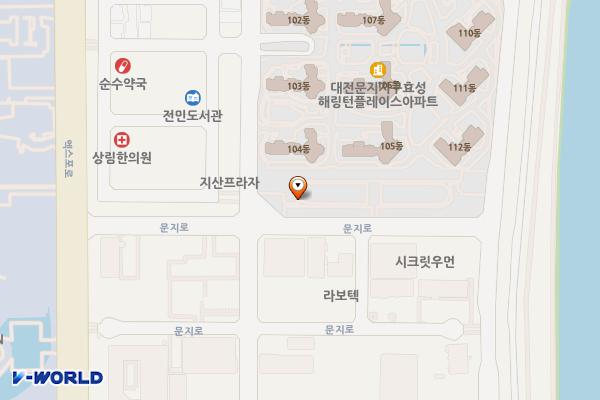 민마루근린공원 위치 지도 — 대전광역시 유성구 문지로 282-23(문지동)
