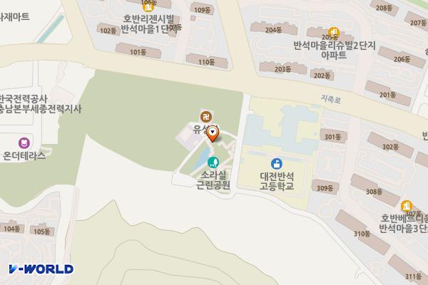 소라실근린공원 위치 지도 — 대전광역시 유성구 지족로328번길 14-11 (지족동)