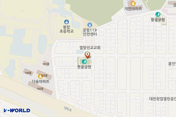 욧골어린이공원 위치 지도 — 대전광역시 유성구 궁동로18번길 24 (궁동)