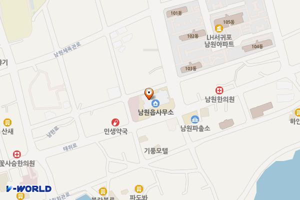 남원읍사무소 옆 공영주차장 위치 지도 — 제주특별자치도 서귀포시 남원읍 태위로 695