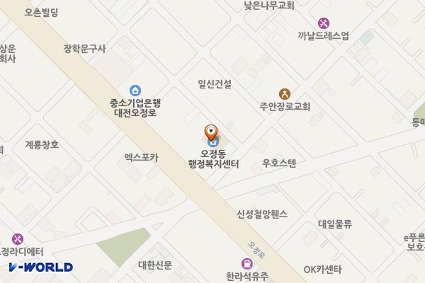 오정동행정복지센터 위치 지도 — 대전광역시 대덕구 한밭대로972번길 92 (오정동, 오정동행정복지센터)