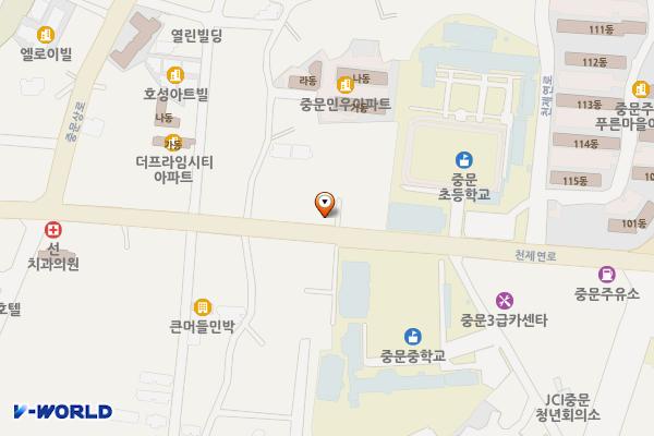 중문초등학교 서측 공영주차장 위치 지도 — 제주특별자치도 서귀포시 중문동 1971-2