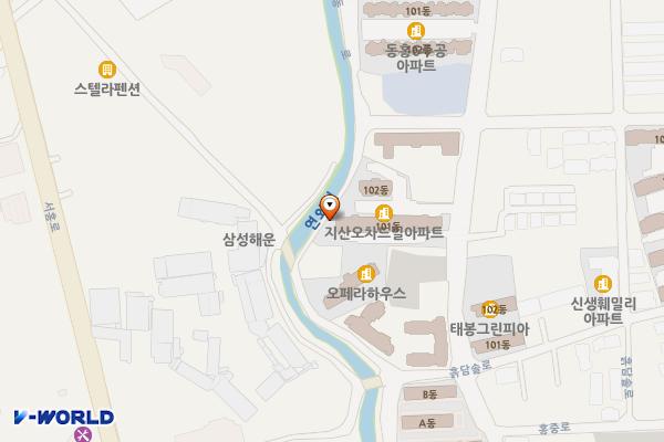 자산오차드힐 인근 남측 공영주차장 위치 지도 — 제주특별자치도 서귀포시 서홍동 1588-10
