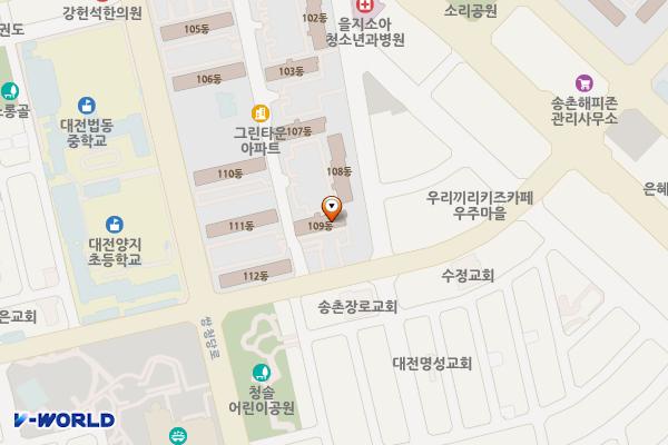 그린타운상가 위치 지도 — 대전광역시 대덕구 동춘당로 151(법동, 그린타운아파트)
