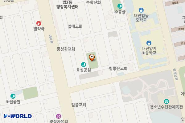 효심어린이공원 위치 지도 — 대전광역시 대덕구 계족로598번길 11 (법동)