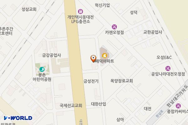 한남볼링장 위치 지도 — 대전광역시 대덕구 대전로 1092(오정동)