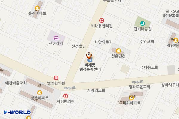 비래동행정복지센터 위치 지도 — 대전광역시 대덕구 비래동로 10 (비래동, 비래동행정복지센터)