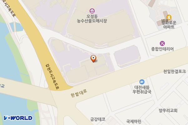 오정농수산물도매시장관리사업소 위치 지도 — 대전광역시 대덕구 한밭대로 987(오정동)