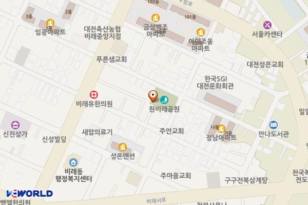 원비래어린이공원 위치 지도 — 대전광역시 대덕구 비래서로61번길 35 (비래동)