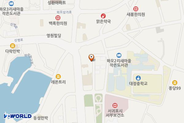 하모리 홍마트 북측 공영주차장 위치 지도 — 제주특별자치도 서귀포시 대정읍 하모리 2143-12