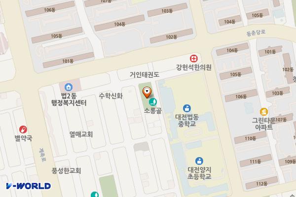 소롱골어린이공원 공중화장실 위치 지도 — 대전광역시 대덕구 법2동197-1