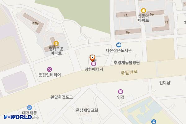현대오일뱅크㈜ 직영럭키주유소 위치 지도 — 대전광역시 대덕구 한밭대로 1007(오정동)