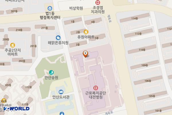 근로복지공단대전병원 위치 지도 — 대전광역시 대덕구 계족로 637(법1동)