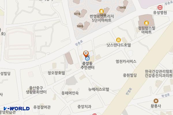 중앙동 행정복지센터 위치 지도 — 울산광역시 중구 중앙길 199