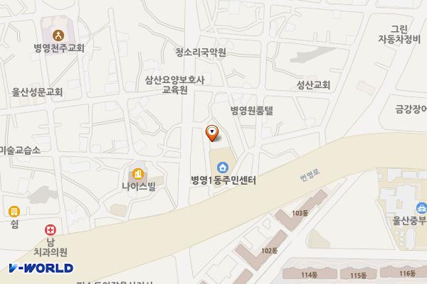 병영경로당 2층 다목적홀 화장실 위치 지도 — 울산광역시 중구 병영3길 10