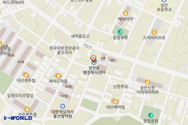성안동 행정복지센터 위치 지도 — 울산광역시 중구 백양로 34