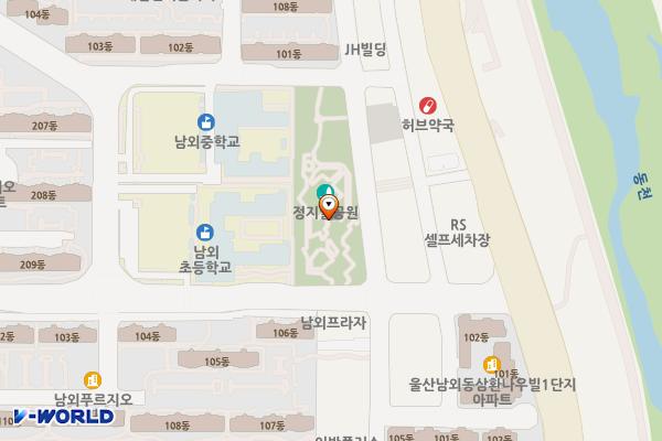정지말공원 화장실 위치 지도 — 울산광역시 중구 남외1길 39