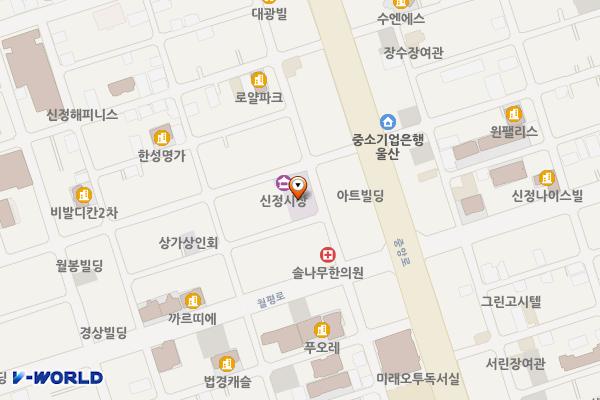 ㈜신정시장 화장실 위치 지도 — 울산광역시 남구 월평로47번길 7