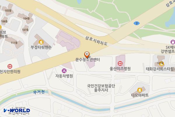문수청소년센터 화장실 위치 지도 — 울산광역시 남구 북부순환도로 56