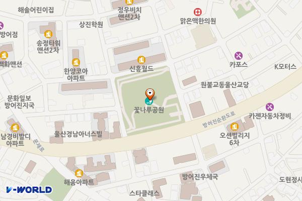 꽃나루공원화장실 위치 지도 — 울산광역시 동구 월봉11길 116