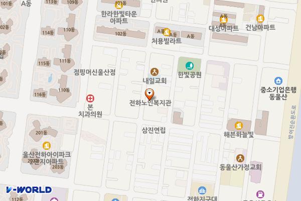 동구노인복지관전하분관 위치 지도 — 울산광역시 동구 진성12길 120