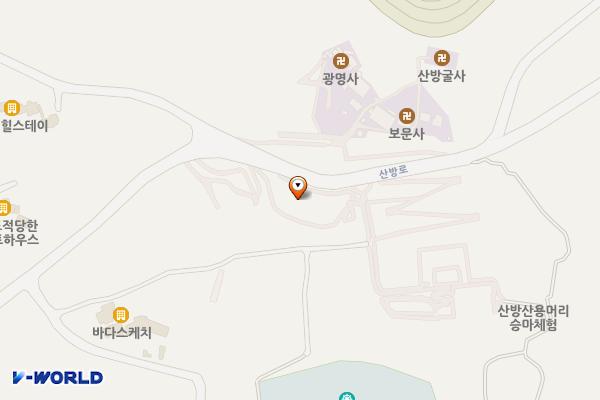 산방산 남측 공영주차장 위치 지도 — 제주특별자치도 서귀포시 안덕면 사계리 163-1