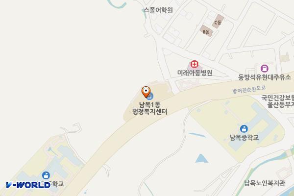 남목1동주민센터 화장실 위치 지도 — 울산광역시 동구 방어진순환도로 1170