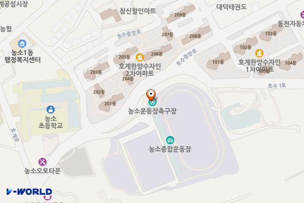 농소운동장 위치 지도 — 울산광역시 북구 호수중앙로 14 (창평동, 농소운동장)