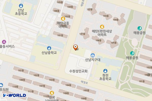 바른샘도서관 3층 위치 지도 — 경기도 수원시 영통구 매봉로 10(매탄동)