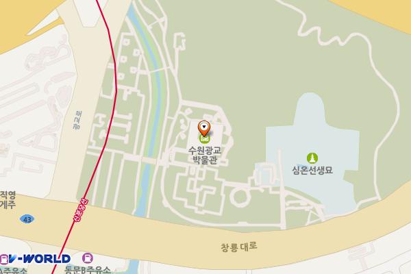 광교박물관 위치 지도 — 경기도 수원시 영통구 광교로 182, 수원광교박물관 (이의동)