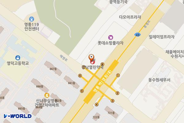 뉴 월드프라자 위치 지도 — 경기도 수원시 영통구 봉영로 1569(영통동)