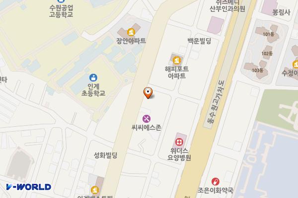 인도래작은도서관 위치 지도 — 경기도 수원시 팔달구 장다리로 258(인계동)