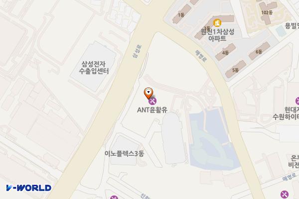 케이지모빌리티 동수원센터 위치 지도 — 경기도 수원시 영통구 신원로 312(원천동)